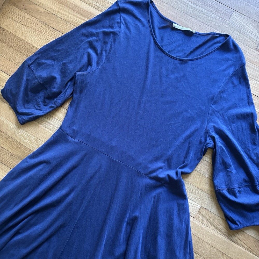 Peruvian Connection Navy Blue Midi Dress Women M Peru Pima Normcore Minimal